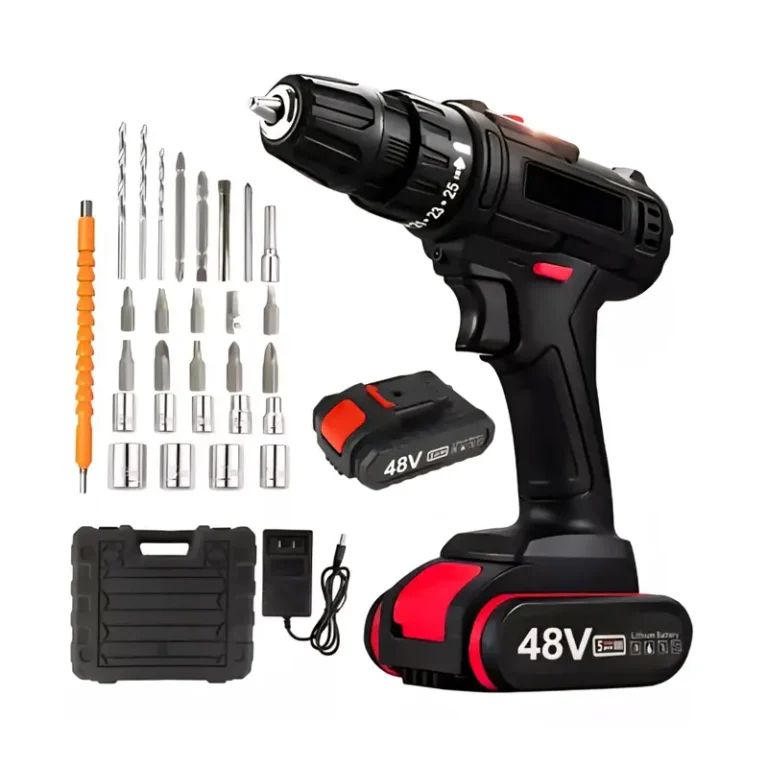 48V Cordless Electric Drill & Screwdriver Kit – 3/8" Keyless Chuck with Rotary Hammer Function