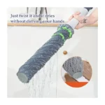 Self-Wringing Easy Squeeze Twist Mop – Strong Water Absorption, Stainless Steel Handle, Reusable Fiber Mop Head