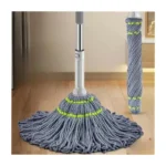 Self-Wringing Easy Squeeze Twist Mop – Strong Water Absorption, Stainless Steel Handle, Reusable Fiber Mop Head
