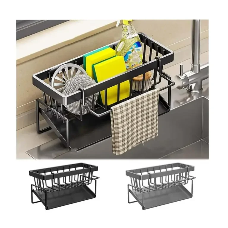 Kitchen Sink Caddy – Stainless Steel Self-Draining Sponge Holder & Organizer