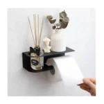 Wall-Mounted Toilet Paper Holder with Shelf – Bathroom Organizer