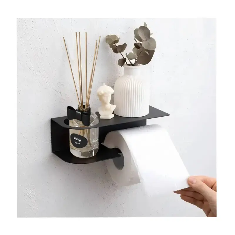 Toilet paper shelf Wall-Mounted Toilet Paper Holder with Shelf – Bathroom Organizer