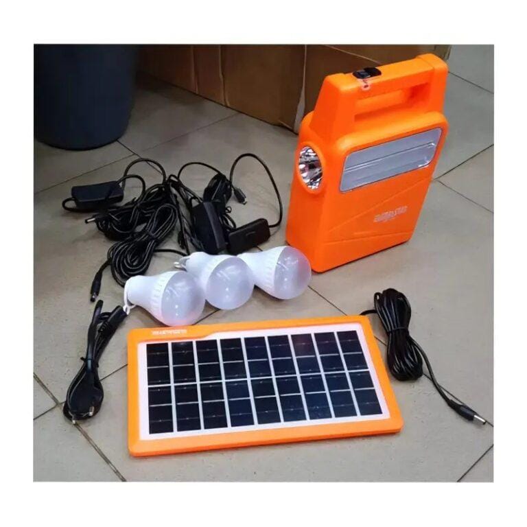 Portable Solar Lighting Kit – 3 LED Bulbs, Flashlight & Device Charging | 6V 4AH Battery, 18-Hour Runtime