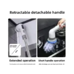 9-in-1 Electric Spin Scrubber Cleaning Brush with 9 Replaceable Heads & Telescopic Handle – 1800mAh