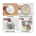 4pcs Insulated Lunch Box Set – 4 Stackable Lunch Box Containers with Thermal Bag – Leakproof & Portable