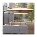 3×3m Large Cantilever Outdoor Canvas Umbrella Canopy - 360° Rotating & Adjustable Garden Parasol - Image 3
