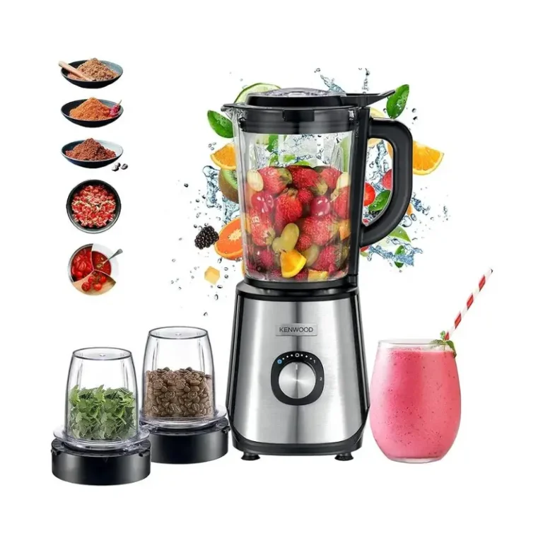 Kenwood BLM45.240SS 3-in-1 Glass Blender – 1000W, 2L Glass Jar, Grinder & Chopper Mills, Ice Crush
