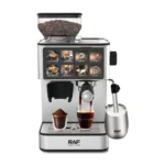 RAF R.0206 Espresso Coffee Maker With Grinder, Milk Frother – 1.8L, 1350W + 250W