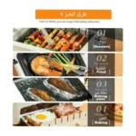 Indoor BBQ Kebab Skewers Grill – Smokeless Auto Rotating Electric Barbecue Grill with Rotisserie, 3-In-1 Tabletop Grill with Dual-Zone 1000W