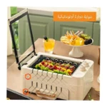 Indoor BBQ Kebab Skewers Grill – Smokeless Auto Rotating Electric Barbecue Grill with Rotisserie, 3-In-1 Tabletop Grill with Dual-Zone 1000W