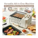 Indoor BBQ Kebab Skewers Grill – Smokeless Auto Rotating Electric Barbecue Grill with Rotisserie, 3-In-1 Tabletop Grill with Dual-Zone 1000W