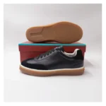 Men’s Casual Leather Sneaker Shoes – Black with Gum Sole
