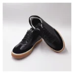 Men’s Casual Leather Sneaker Shoes – Black with Gum Sole