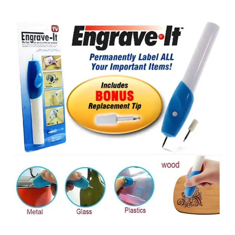 Engraving Pen With 2 Tips - Battery Powered