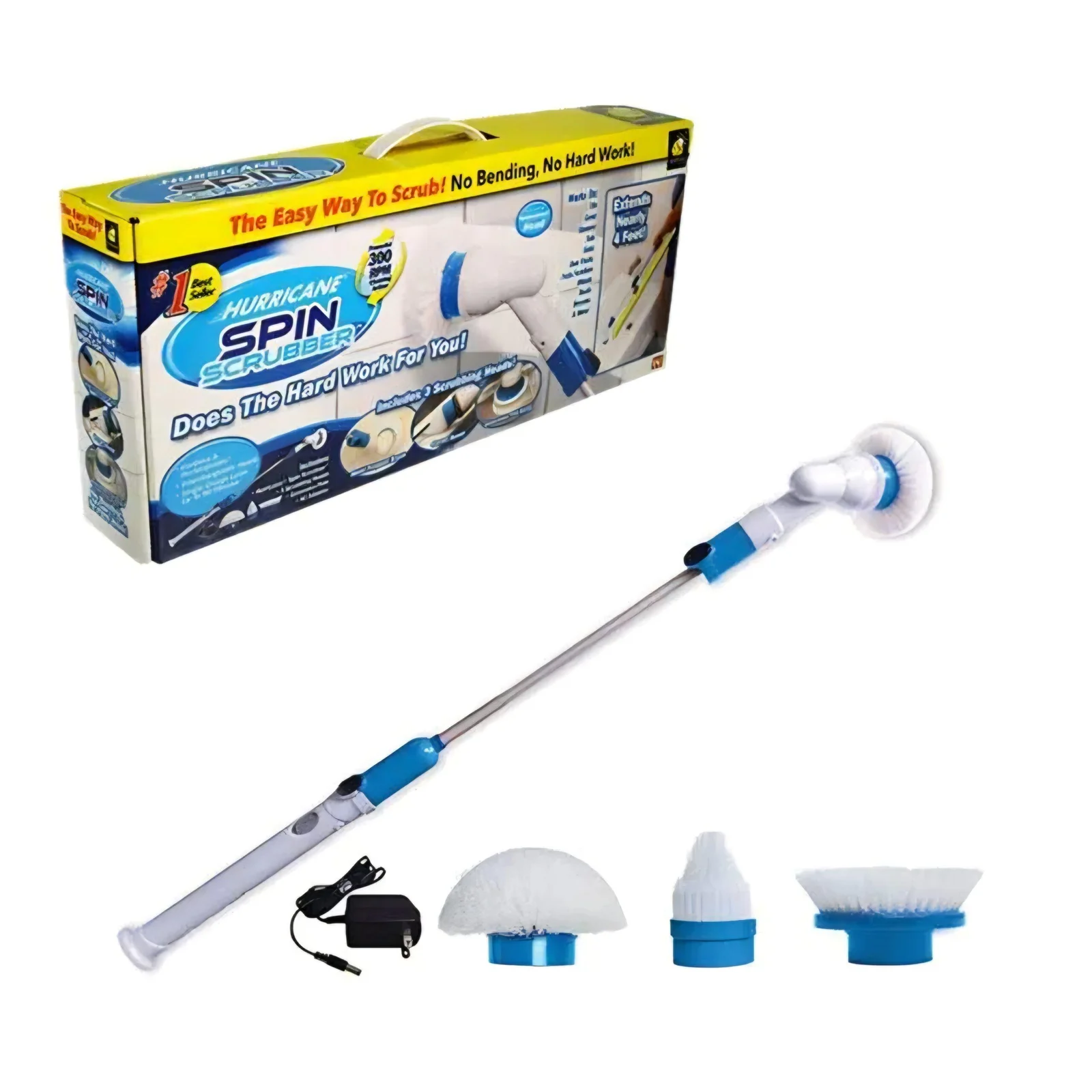 hurricane spinning brush Hurricane Spin Scrubber Set– Cordless Rechargeable Electric Cleaning Brush with Extendable Handle & 3 Brush Heads