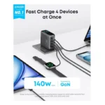 Anker 140W 4-in-1 Laptop/Phone Charger – 3× USB-C Ports & 1× USB-A Port, Model B2697