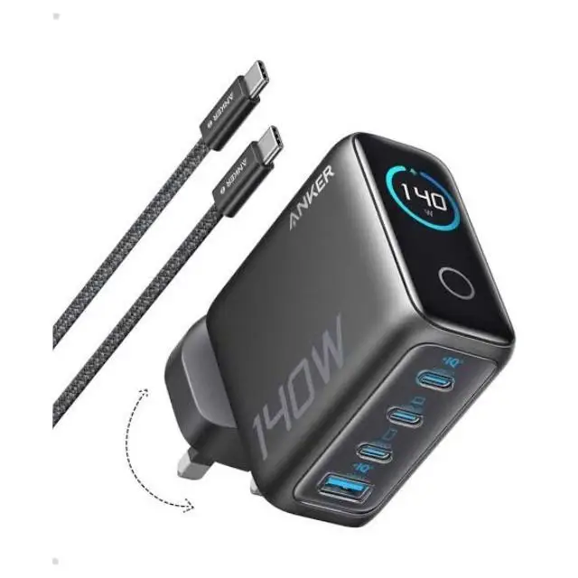 Anker 140W 4-in-1 Laptop/Phone Charger – 3× USB-C Ports & 1× USB-A Port, Model B2697