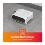 Geepas GFH28547 Portable Fan Heater 2000W – Adjustable Thermostat, 3 Heat Modes