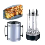 Electric Vertical BBQ Skewer Grill Machine 1000W – Doner Kebab, Gyros & Chicken Rotisserie with 6 Skewers