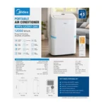Midea 12000 BTU Portable Air Conditioner 1600W – Wi-Fi Smart Cooling, Dehumidifier & Fan – MPPX-12CRN7-QB6