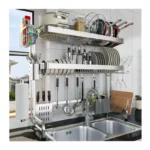 Double Over-the-Sink Dish Drying Rack, 3-Tier Adjustable 304 Stainless Steel Kitchen Organizer