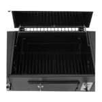 Portable Charcoal Barbecue Grill Trolley with Lid Thermometer, Side Shelves, Wheels & Adjustable Charcoal Tray Outdoor Barbecue Smoker Grill