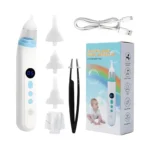 Electric Baby Nose Aspirator – USB Rechargeable Nose Cleaner with Adjustable Suction & 3 Soft Silicone Tips