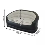 Inflatable Double Size Air Sofa Couch PVC Flocked Portable Blow-Up Lounge Chair for Indoor & Outdoor Use Grey/Black
