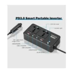 JBQ PulseDrive 200W Multifunctional Car Power Inverter Dual AC Outlets, USB & USB-C Fast Charging