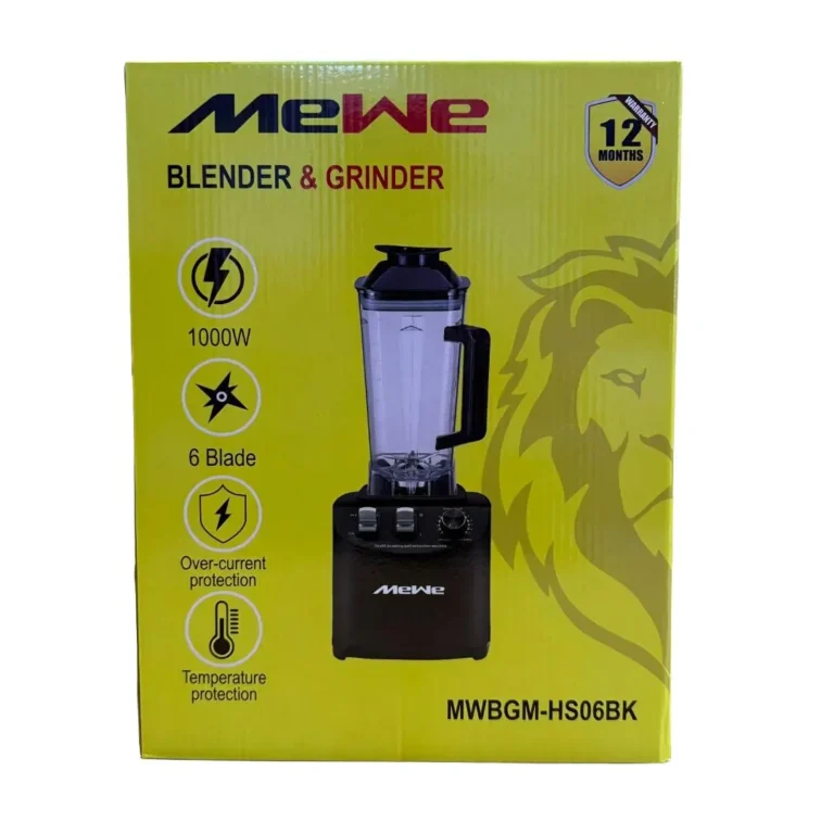 MeWe 2Litre Commercial Blender & Grinder 1000W – 6 Blade High Power Blender MWBGM-HS06BK