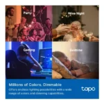 TP-Link Tapo L535E Smart Wi-Fi Light Bulb, Multicolor, E27 LED, 1055 Lumens, Voice & App Control, Dimmable, 25,000 Hr Lifespan