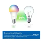 TP-Link Tapo L535E Smart Wi-Fi Light Bulb, Multicolor, E27 LED, 1055 Lumens, Voice & App Control, Dimmable, 25,000 Hr Lifespan