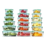 Vtopmart 18-Piece Glass Food Storage Containers Set (18 Containers + 18 Lids) – Borosilicate Glass Meal Prep Containers