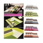 4PCS PVC Table Placemat Set 45×30cm Heat Resistant Basket Weave Dining Table Mats