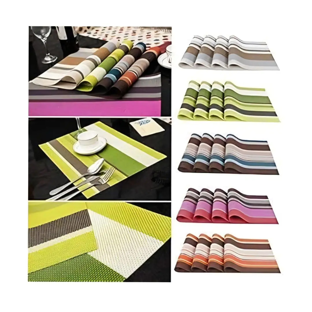 4pcs table mat Placemat1 4PCS PVC Table Placemat Set 45×30cm Heat Resistant Basket Weave Dining Table Mats