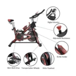 Indoor Exercise Bike Adjustable Height Spin Bike with LCD Monitor & Resistance Control