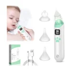 Electric Baby Nasal Aspirator – Automatic Nose Cleaner with 3 Silicone Tips, Adjustable Suction, Music & Light