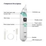 Electric Baby Nasal Aspirator – Automatic Nose Cleaner with 3 Silicone Tips, Adjustable Suction, Music & Light