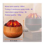 Charcoal Flame Humidifier 300ml Essential Oil Diffuser with Realistic Fire Effect, Quiet Ultrasonic Mist, Auto Shut-Off