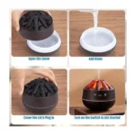 Charcoal Flame Humidifier 300ml Essential Oil Diffuser with Realistic Fire Effect, Quiet Ultrasonic Mist, Auto Shut-Off