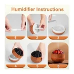 Charcoal Flame Humidifier 300ml Essential Oil Diffuser with Realistic Fire Effect, Quiet Ultrasonic Mist, Auto Shut-Off