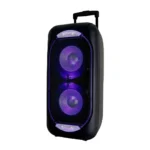 Rechargeable Cortina CRX-007 Dual 12-Inch Trolley Party Speaker with Disco Lights, Remote Control, 2 Wireless Microphones & 1 Wired Microphone
