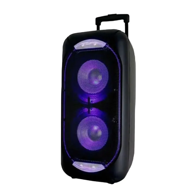 Rechargeable Cortina CRX-007 Dual 12-Inch Trolley Party Speaker with Disco Lights, Remote Control, 2 Wireless Microphones & 1 Wired Microphone