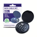 60W Multifunction Data Cable Set USB-C Fast Charging Cable Kit with Lightning, Micro USB & SIM Storage Case