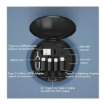 60W Multifunction Data Cable Set USB-C Fast Charging Cable Kit with Lightning, Micro USB & SIM Storage Case