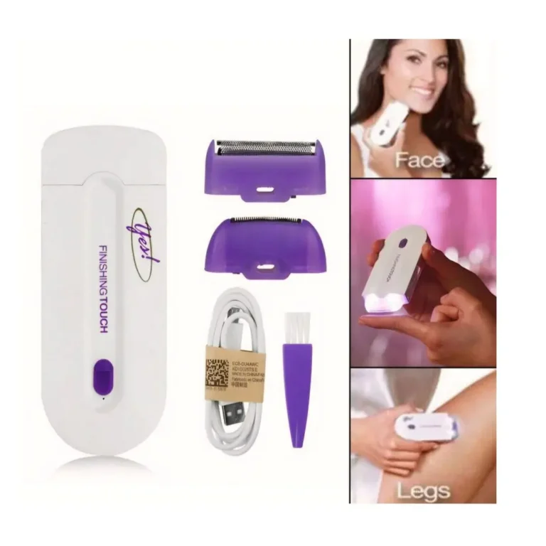 Finishing Touch Painless USB Hair Remover Rechargeable Epilator Trimmer for Women & Men (White)