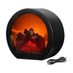 Portable LED Fireplace Lantern Flameless Realistic Flame Effect Tabletop Decor, USB & Battery Powered Electric Fireplace Lamp