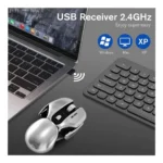 Green Lion G266 Beetles Metal Wireless Mouse – Gray, 4800 DPI, Rechargeable Type-C