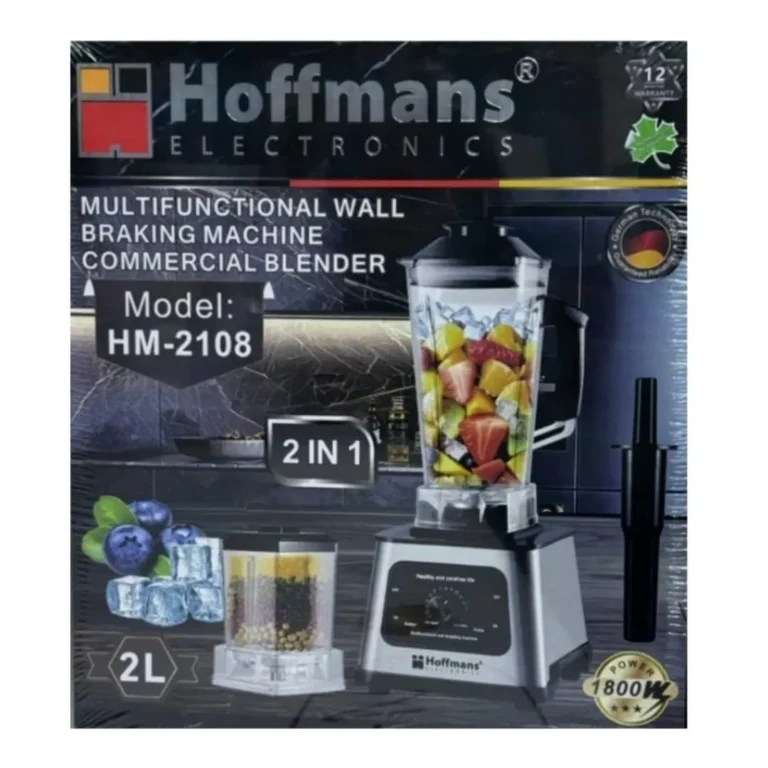 Hoffmans HM-2108 2Litre Multifunctional Commercial Blender 1800W Heavy-Duty 2-in-1 Blender & Grinder