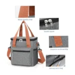 Insulated Lunch Bag for Men & Women Double Compartment Leakproof Cooler Bag with Shoulder Strap 7.3L